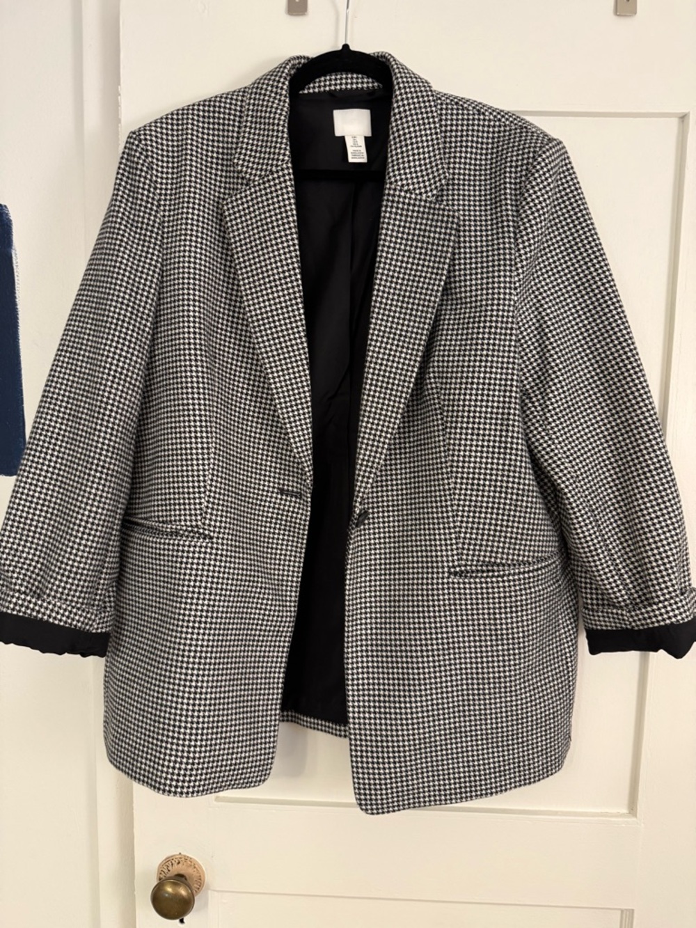 H&M Black and White Houndstooth Blazer